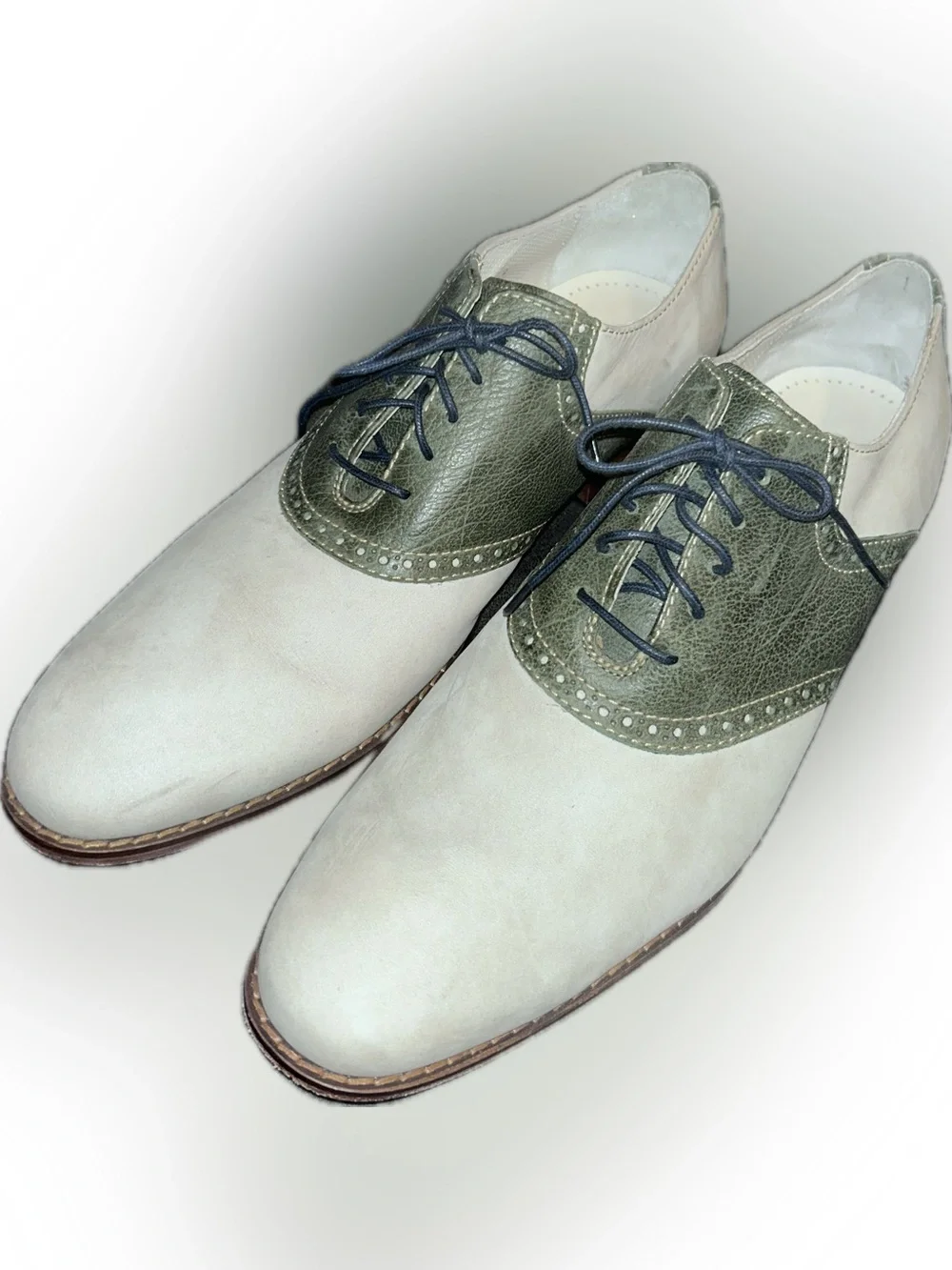 Cole Haan Air Colton Gray Green Saddle Oxford Brogue Nubuck Leather Shoes 13